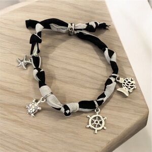 (#86) Handmade Black and White Nautical Charm Bracelet